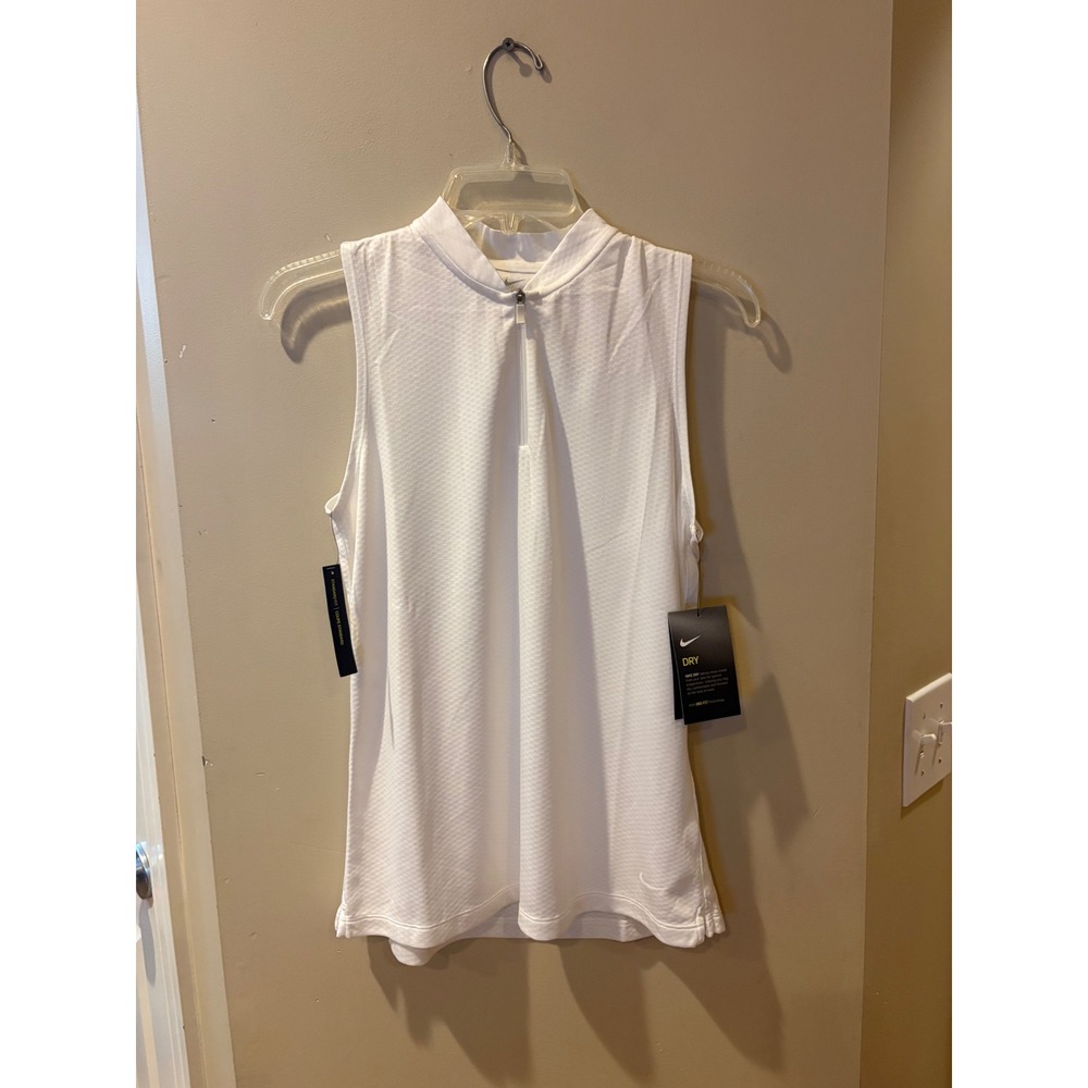 New Nike Golf Womens Dri-FIT Sleeveless Quarter Zip Polo White AJ5227-100 Size S